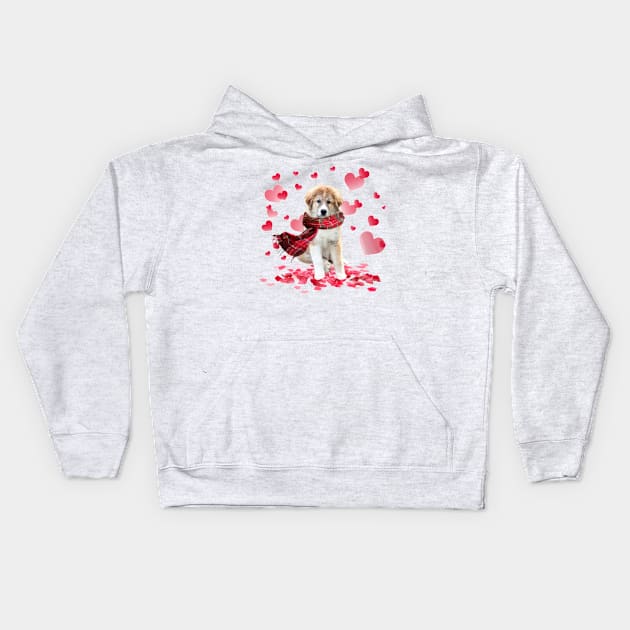 Great Pyrenees Hearts Love Happy Valentine's Day Kids Hoodie by cyberpunk art